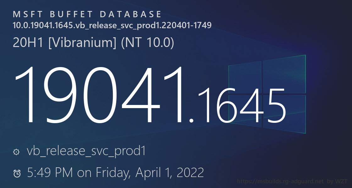 微软最新Win10 Build 19044.1645(KB501