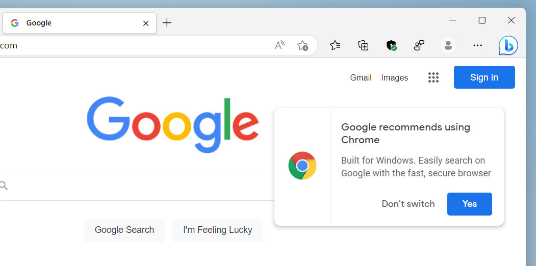 微软在谷歌 Chrome 浏览器官网注入全尺