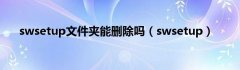 swsetup是什么文件夹可以删除吗？