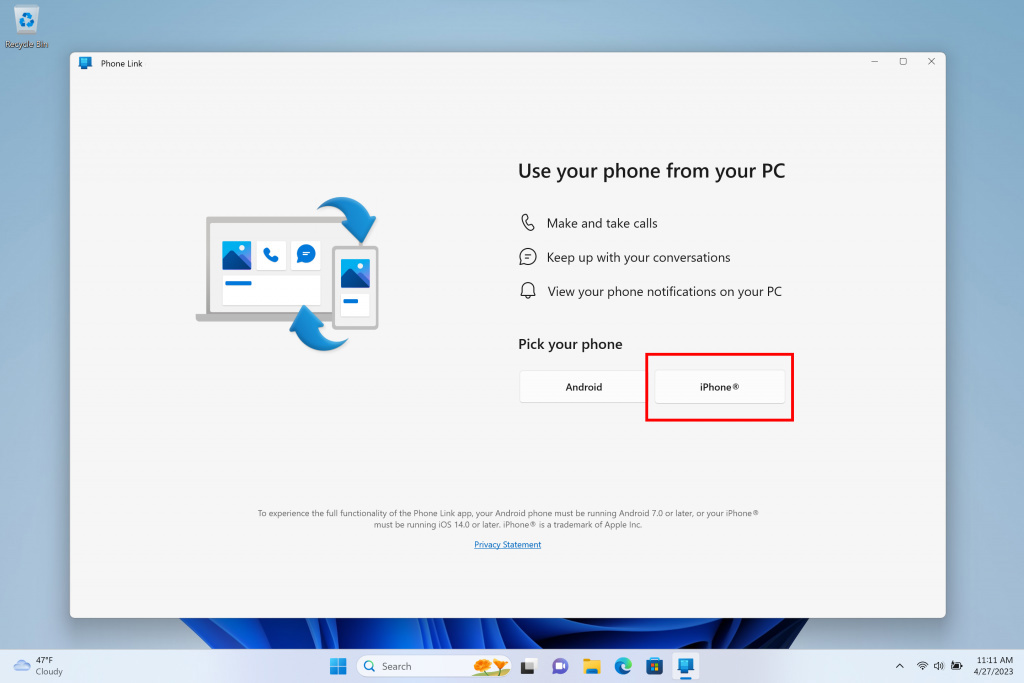 Win11 平台 Phone Link 让用户可在 PC 端收发短信、查看 iOS 通知