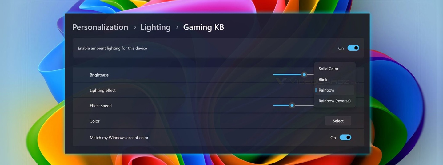 消息称 Win11 将引入 RGB 灯效控制功能，敬请期待！