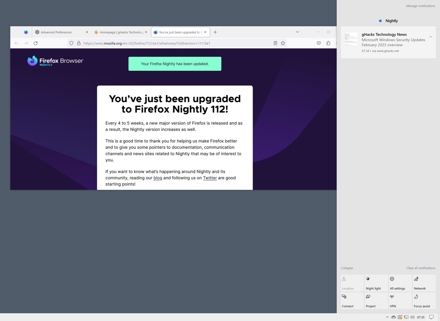 火狐浏览器 Firefox 111 引入新特性：在 Win10 / Win11 通知系统中显示通知信息